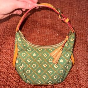 Vintage Dooney & Bourke Buckeye and Almond Coated Canvas Leather Bucket Bag